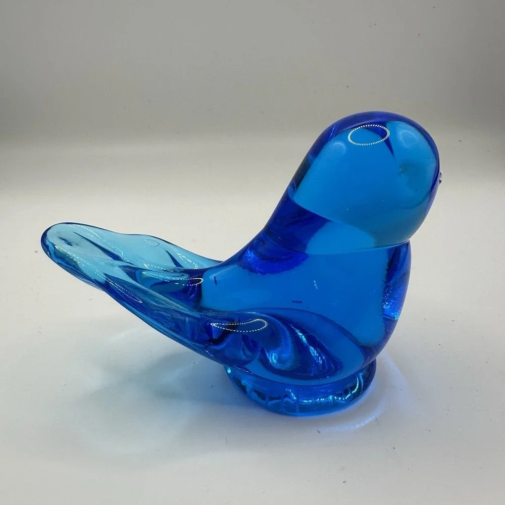 Vtg Leo Ward Glass Blue Bird Bluebird Of Happiness Figurine Signed 1993